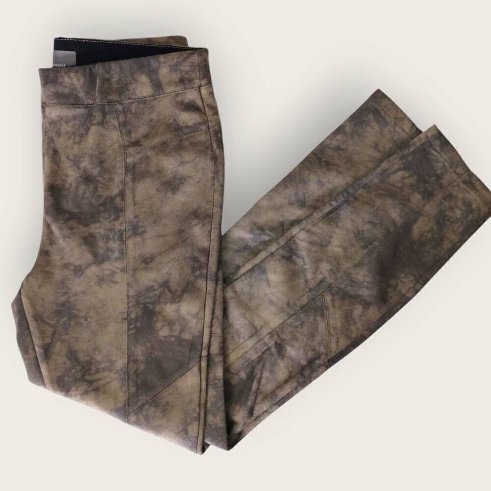 Anthropologie Womens Leggings Sz Small Camo Pull On Pants Faux Suede Stretch